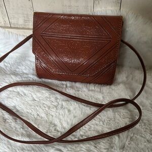 Vintage Moroccan EmilyAnn Hand Tooled Leather Crossbody Shoulder Bag